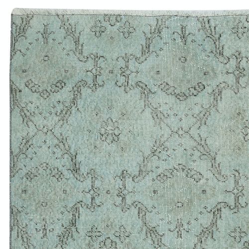 3.7x6.7 Ft Light Blue Color Handmade Turkish Accent Rug With Floral Design photo Textiles