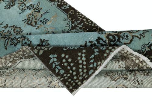 4x7 Ft Modern Handmade Blue Color Turkish Wool Area Rug With Medallion Design photo for sale