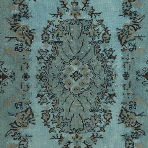 4x7 Ft Modern Handmade Blue Color Turkish Wool Area Rug With Medallion Design photo 237.0