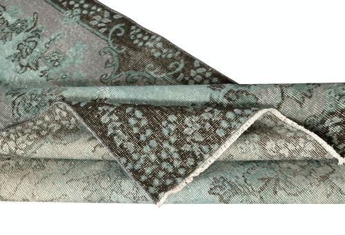 4x7 Ft Modern Handmade Blue Color Turkish Wool Area Rug With Medallion Design photo for sale