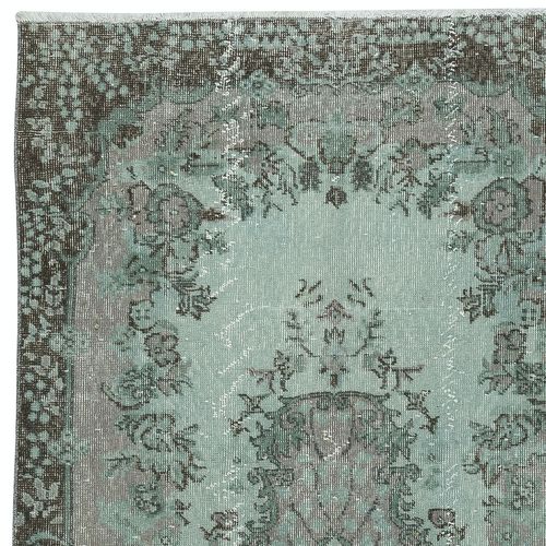 4x7 Ft Modern Handmade Blue Color Turkish Wool Area Rug With Medallion Design photo Textiles