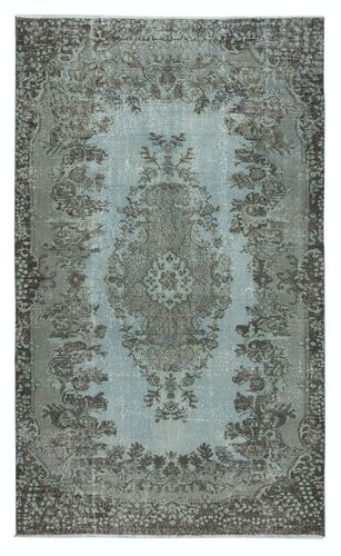5.5x9 Ft Contemporary Blue Area Rug With Medallion Design. Handknotted In Turkey