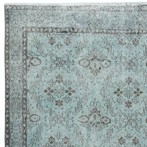 4x6.8 Ft Light Blue Area Rug With Floral Design. Hand Knotted In Turkey photo Textiles