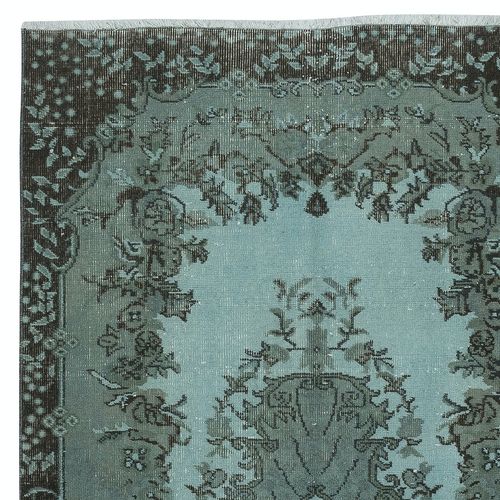 3.7x7 Ft Modern Handmade Anti Bacterial Turkish Accent Rug Re Dyed In Blue photo Textiles