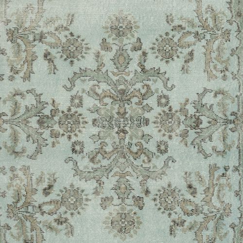 3.8x7 Ft Modern Handmade Light Blue Turkish Accent Rug With Floral Design photo 224.0