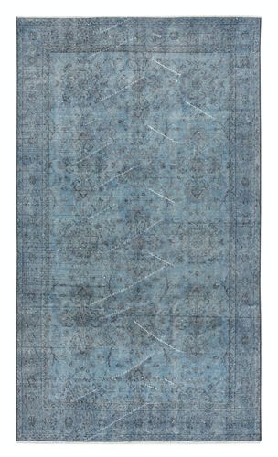 3.8x6.6 Ft Blue Accent Rug For Modern Interiors, Handmade In Turkey