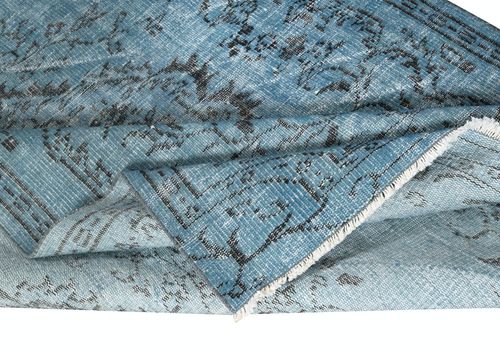 5x8.2 Ft Contemporary Hand Knotted Turkish Wool Area Rug Re Dyed In Blue Color photo for sale