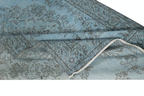 5.2x9 Ft Modern Area Rug In Blue, Hand Woven And Hand Knotted In Turkey photo for sale