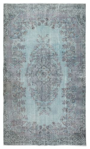 5.6x9.6 Ft Light Blue Color Handmade Turkish Wool Area Rug For Modern Interiors