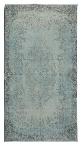 3.8x7 Ft Contemporary Handmade Turkish Accent Rug In Light Blue Color