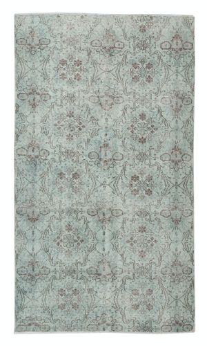 3.8x6.8 Ft Light Blue Color Handmade Turkish Wool Area Rug For Modern Interiors
