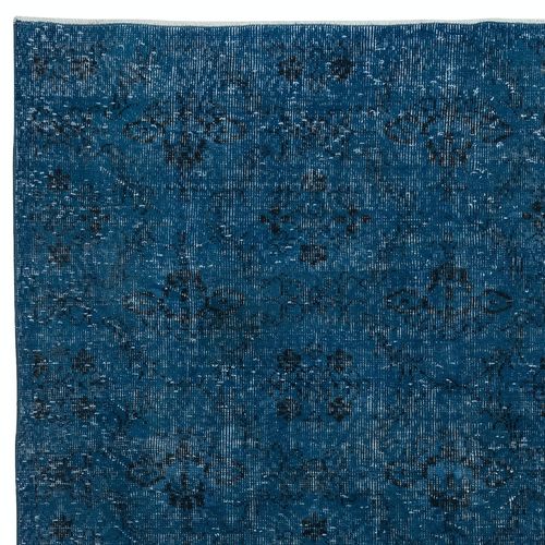5.7x9.7 Ft Handmade Turkish Wool Area Rug In Blue. Modern Floor Covering photo Textiles