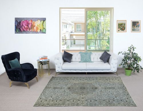 6x8.3 Ft Modern Light Area Rug In Blue, Hand Woven And Hand Knotted In Turkey photo furniture