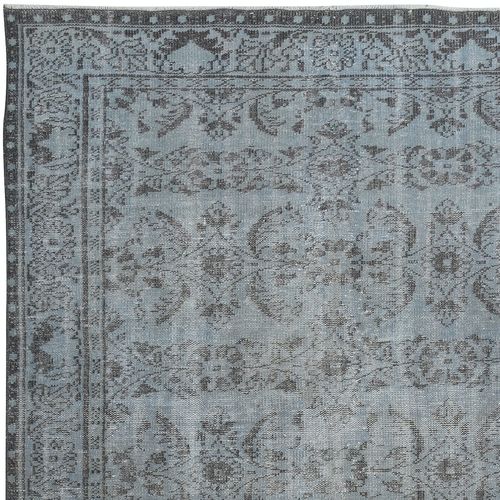 5.6x10 Ft Handmade Turkish Wool Area Rug In Blue. Modern Floor Covering photo Textiles