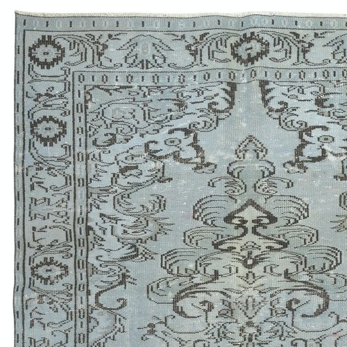 5.7x9.8 Ft Authentic Modern Handmade Turkish Wool Area Rug In Light Blue Color photo Textiles