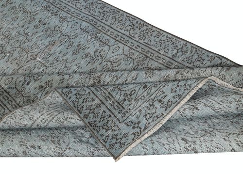 5x9 Ft Modern Blue Color Handmade Turkish Wool Area Rug With Flower Design photo for sale