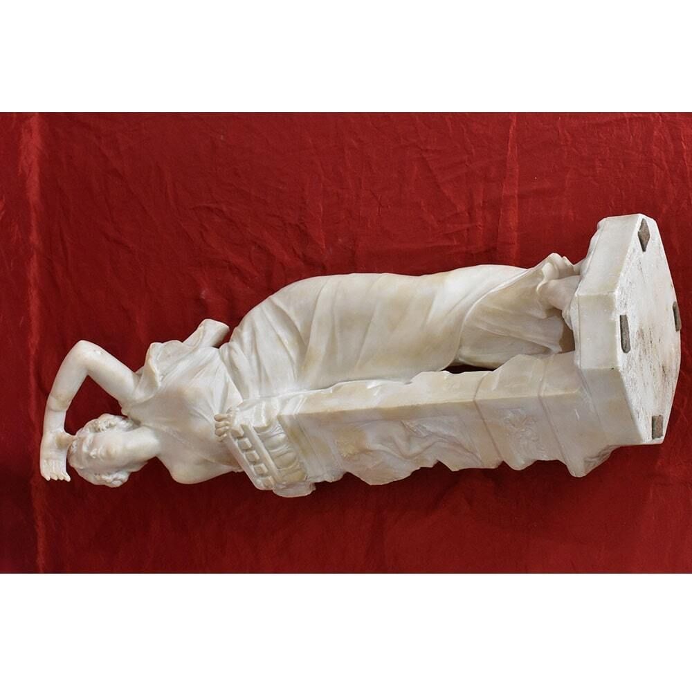 Art Antique Italian Alabaster Sculptures, Young Girl Sculpture, Giuseppe Gambogi, 19th Century. photo