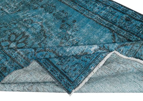 5.6x9.4 Ft Modern Handmade Turkish Area Rug Over Dyed In Blue. Floor Covering photo for sale