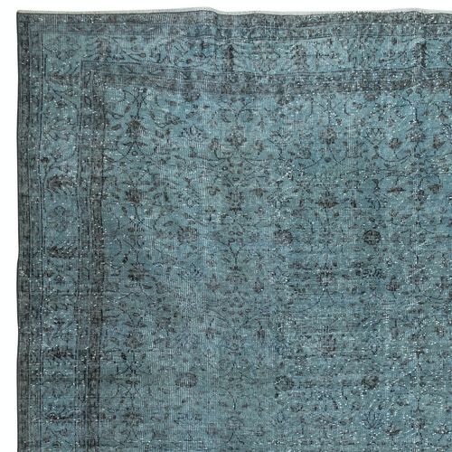 9.2x13.2 Ft Modern Floral Patterned Area Rug In Blue, Hand Knotted In Turkey photo Textiles