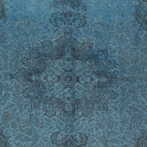 5x8.3 Ft Vintage Handmade Blue Color Turkish Area Rug With Medallion Design photo 352.0