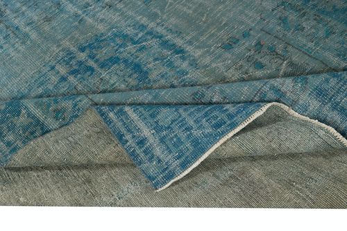 6.5x9.2 Ft Teal Blue Area Rug For Modern Interiors, Handmade In Turkey photo for sale