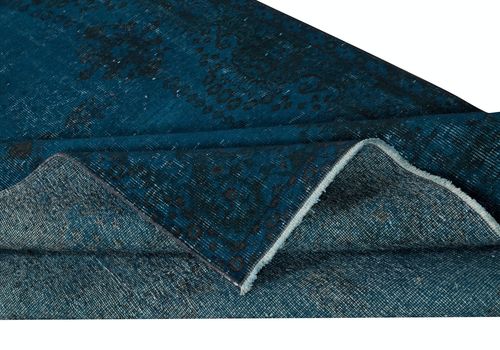 5.7x9 Ft Navy Blue Color Handmade Turkish Wool Area Rug For Modern Interiors photo for sale