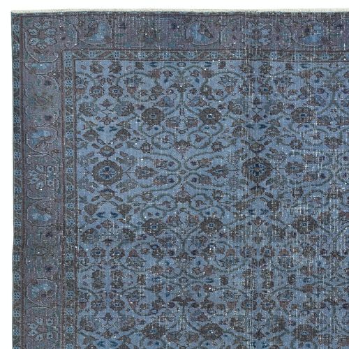 5.6x8.7 Ft Contemporary Handmade Blue Color Turkish Area Rug With Floral Design photo Textiles