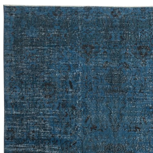6.3x9.8 Ft Contemporary Handmade Turkish Area Rug In Dark Blue Color photo Textiles