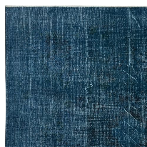 6.5x9.6 Ft Modern Area Rug In Solid Navy Blue, Hand Knotted In Turkey photo Textiles