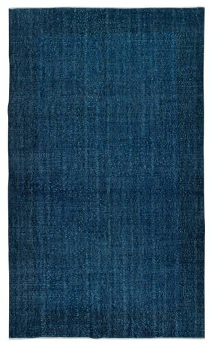 5.5x9.2 Ft Solid Blue Area Rug For Modern Interiors, Handmade In Turkey