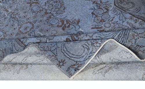 6.4x10.2 Ft Hand Knotted Blue Color Area Rug, Modern Turkish Floor Covering photo for sale