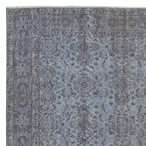 5.8x9 Ft Contemporary Handmade Turkish Wool Area Rug Over Dyed In Blue Color photo Textiles