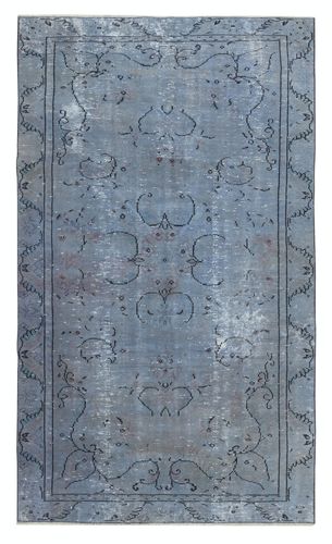 5.8x9.4 Ft Modern Handmade Turkish Area Rug In Light Blue Color. Floor Covering