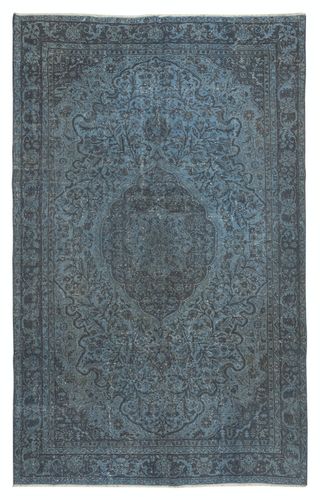 6.2x10.2 Ft Modern Handmade Blue Color Turkish Area Rug With Medallion Design