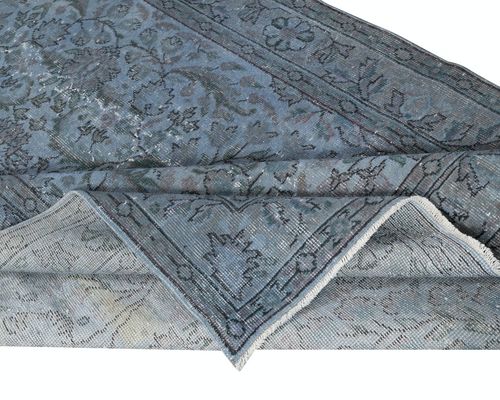 5.3x10 Ft Modern Floral Patterned Area Rug In Blue, Hand Knotted In Turkey photo for sale