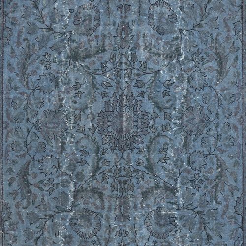 5.3x10 Ft Modern Floral Patterned Area Rug In Blue, Hand Knotted In Turkey photo 449.0