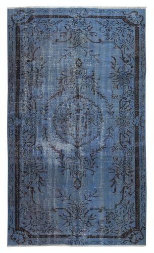5.5x9.2 Ft Handmade Blue Color Area Rug, Modern Handmade Turkish Floor Covering