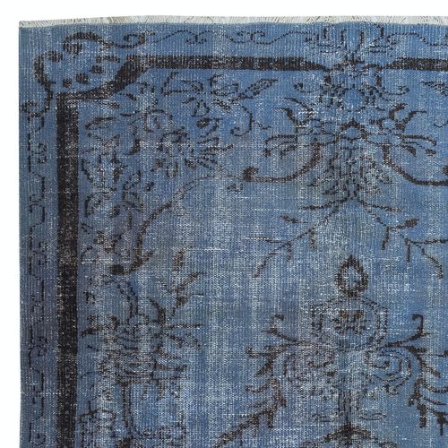 5.5x9.2 Ft Handmade Blue Color Area Rug, Modern Handmade Turkish Floor Covering photo Textiles