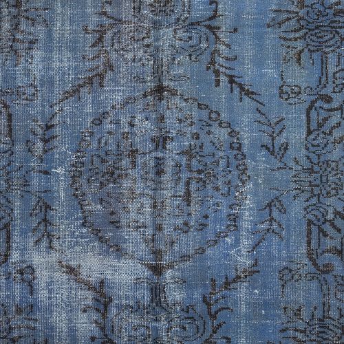 5.5x9.2 Ft Handmade Blue Color Area Rug, Modern Handmade Turkish Floor Covering photo 516.0
