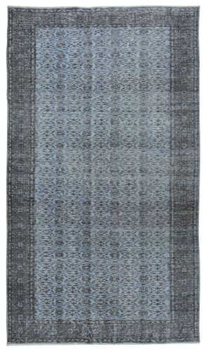 5.3x9.4 Ft Modern Floral Design Area Rug In Blue, Hand Knotted In Turkey