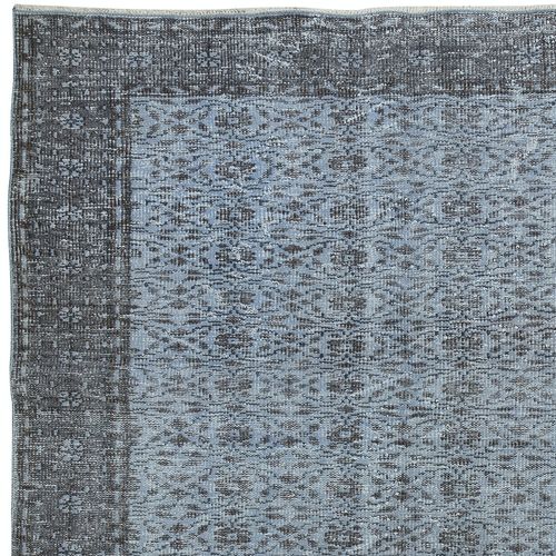 5.3x9.4 Ft Modern Floral Design Area Rug In Blue, Hand Knotted In Turkey photo Textiles