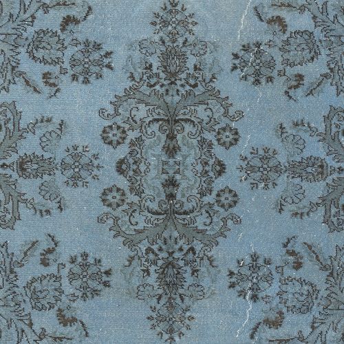 5.2x8.8 Ft Blue Area Rug With Floral Garden Design, Handmade In Turkey photo 432.0