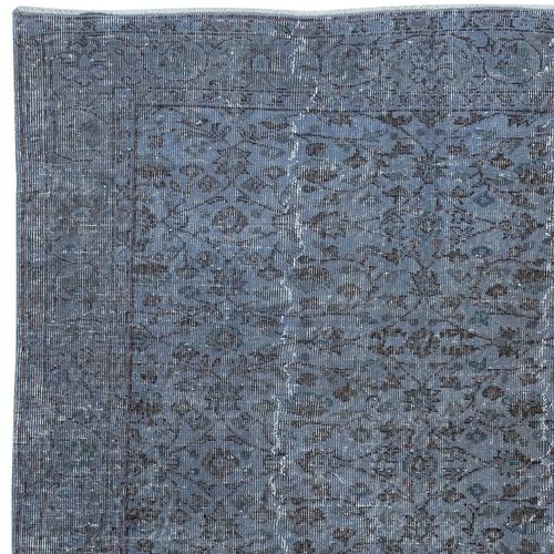 5.5x8.4 Ft Decorative Blue Color Handmade Turkish Area Rug With Flower Design photo Textiles