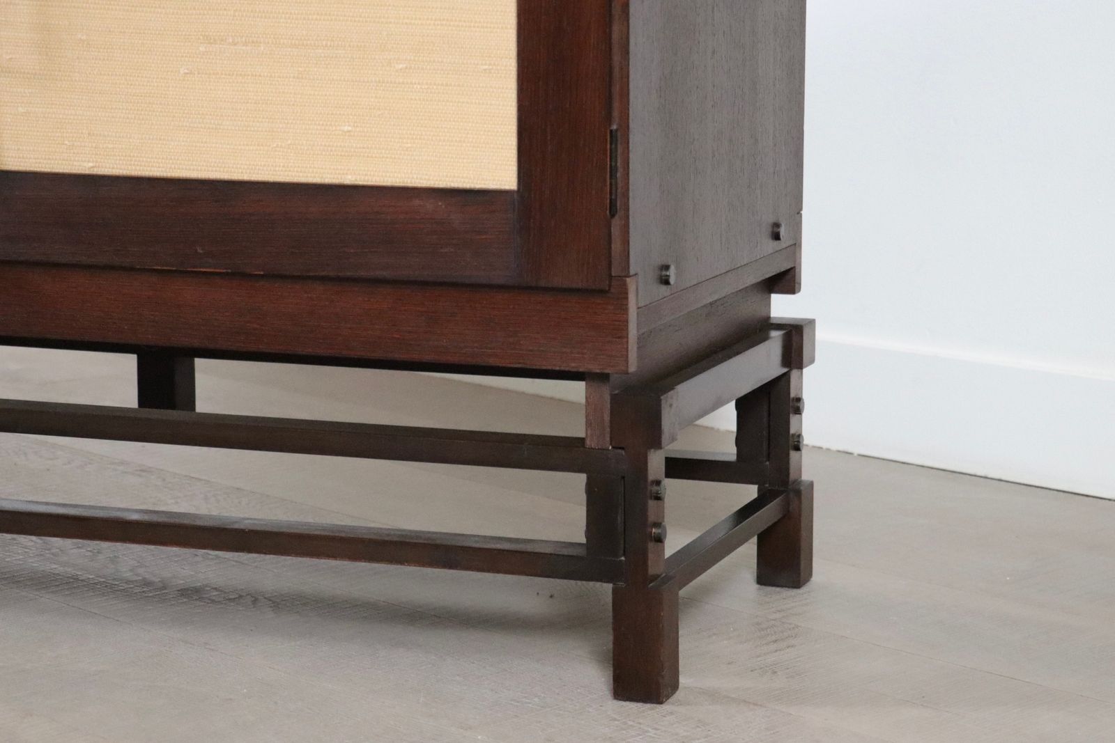 Leonardo Fiori For Isa Bergamo Sideboard In Wengé And Seagrass 1950s photo vintage
