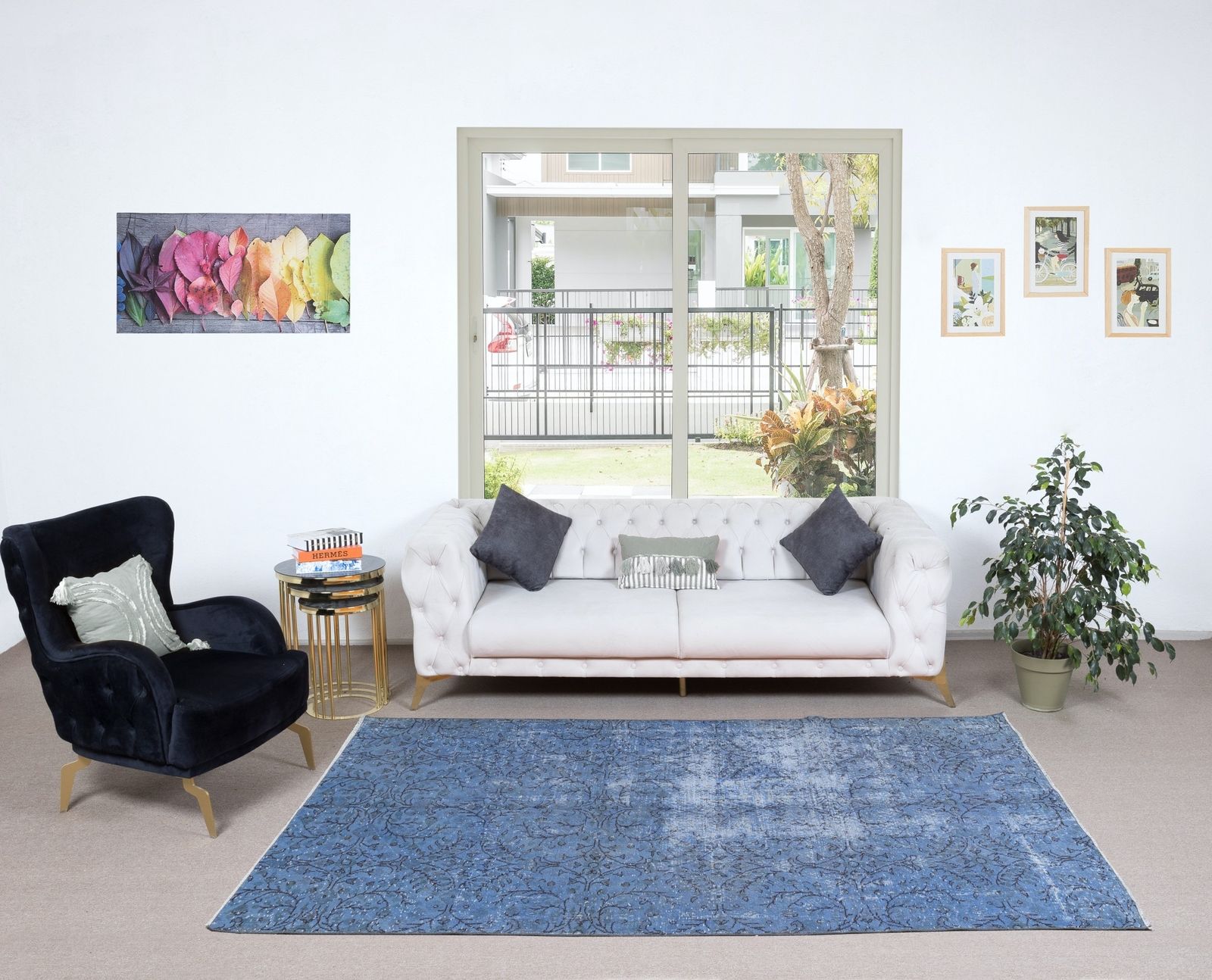 5.4x9 Ft Sky Blue Modern Area Rug, Handwoven And Handknotted In Isparta, Turkey. photo furniture