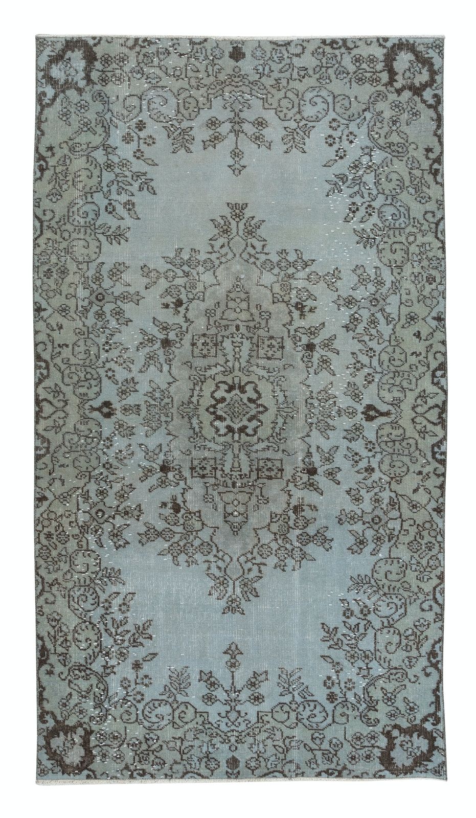 4x7 Ft Turkish Handmade Floral Accent Rug In Sky Blue, Great 4 Modern Interiors