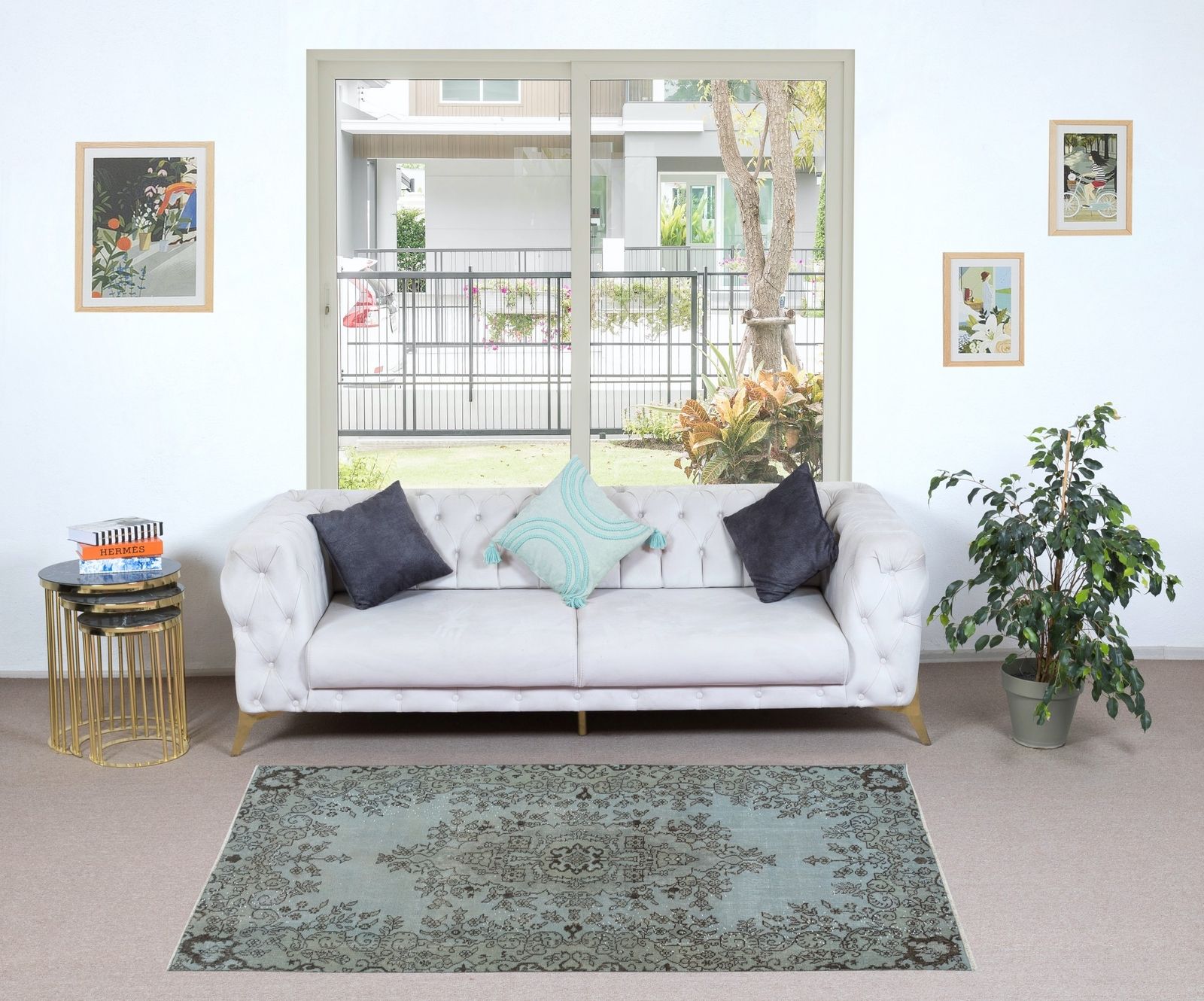 4x7 Ft Turkish Handmade Floral Accent Rug In Sky Blue, Great 4 Modern Interiors photo furniture