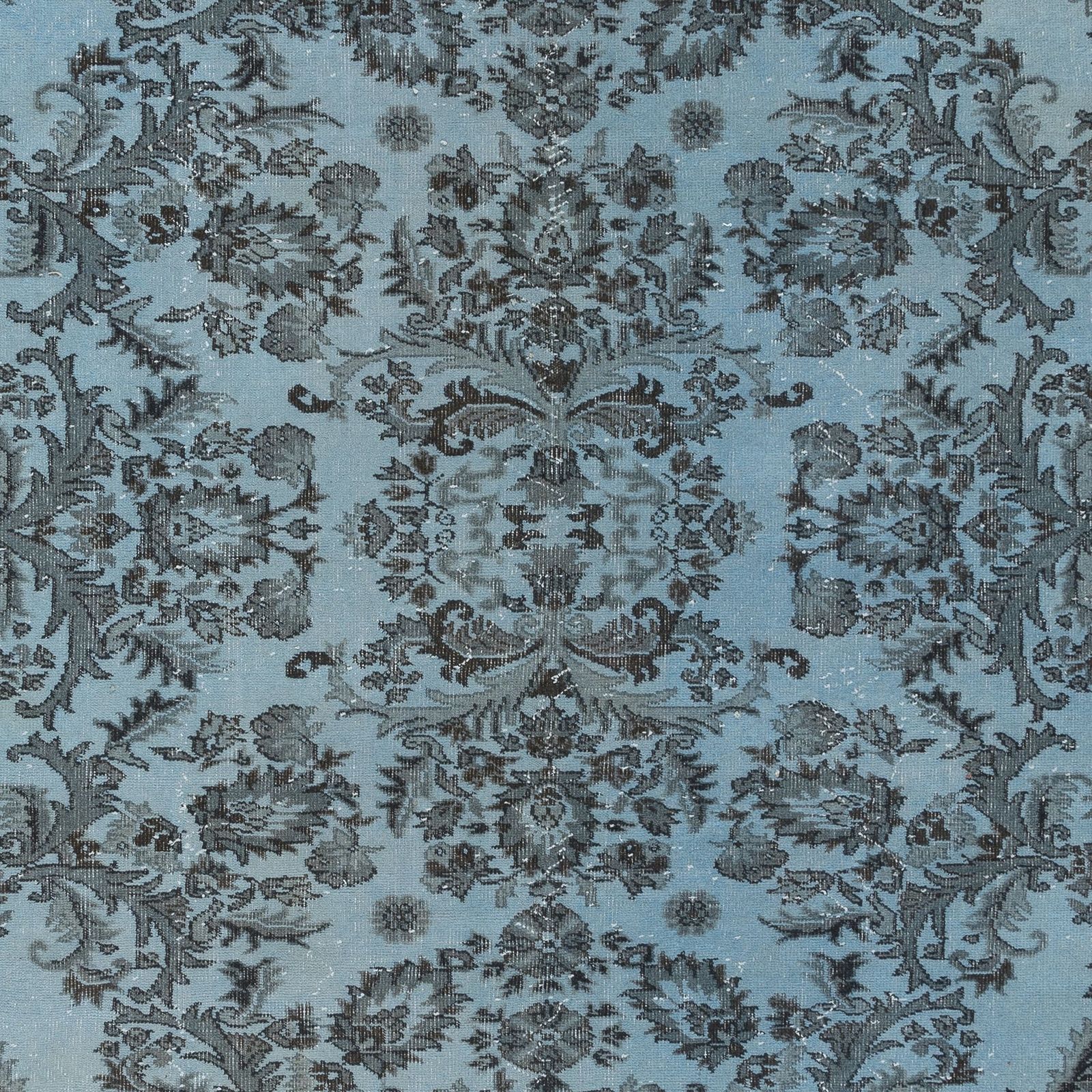 6.5x9.4 Ft Contemporary Handmade Turkish Rug In Light Blue With Garden Design photo 627.0