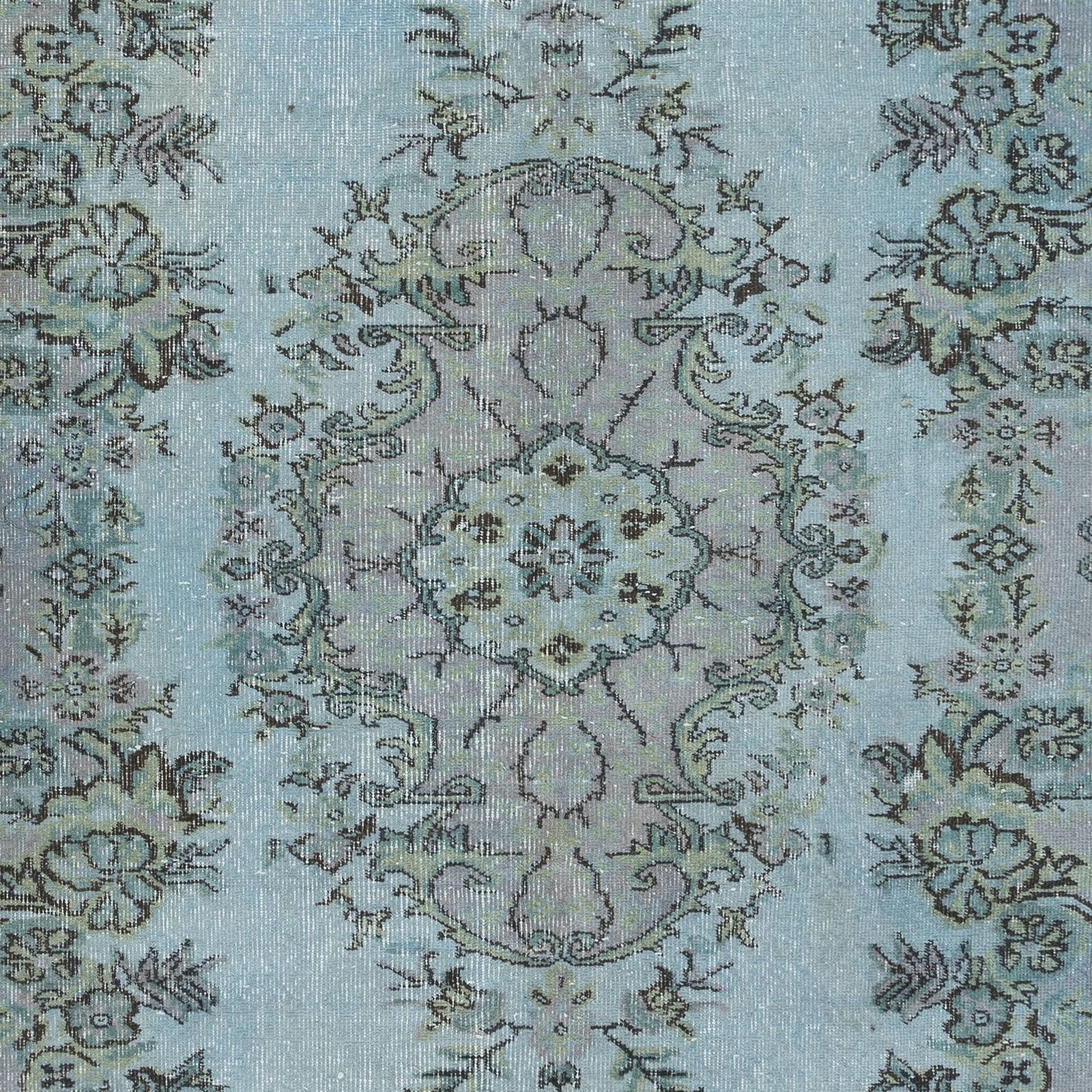 5.8x9 Ft Contemporary Handmade Turkish Area Rug In Baby Blue, Soft Pink & Black photo 537.0