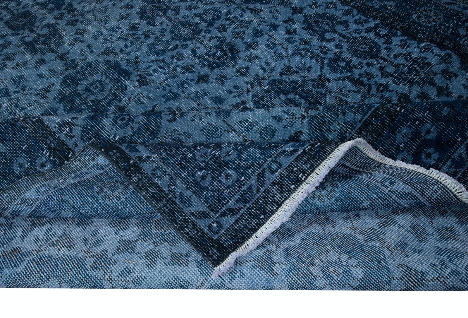 6.4x10.6 Ft Hand Knotted Floral Rug, Blue Modern Turkish Carpet For Living Room photo for sale